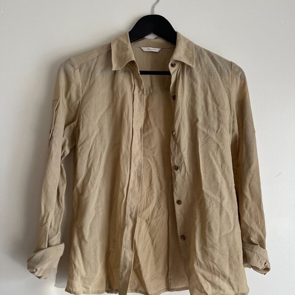 Tan Beige Button Down Shirt - Picture 2 of 5